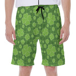Green Shamrock Plaid Pattern Print Men's Beach Shorts