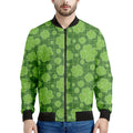 Green Shamrock Plaid Pattern Print Men's Bomber Jacket