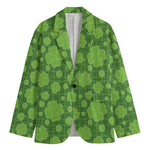 Green Shamrock Plaid Pattern Print Men's Cotton Blazer