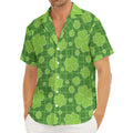 Green Shamrock Plaid Pattern Print Men's Deep V-Neck Shirt