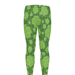Green Shamrock Plaid Pattern Print Men's leggings