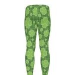 Green Shamrock Plaid Pattern Print Men's leggings