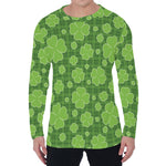 Green Shamrock Plaid Pattern Print Men's Long Sleeve T-Shirt