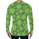 Green Shamrock Plaid Pattern Print Men's Long Sleeve T-Shirt
