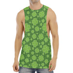 Green Shamrock Plaid Pattern Print Men's Muscle Tank Top