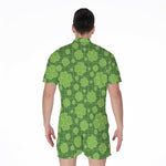 Green Shamrock Plaid Pattern Print Men's Rompers