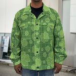 Green Shamrock Plaid Pattern Print Men's Shirt Jacket