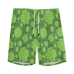 Green Shamrock Plaid Pattern Print Men's Sports Shorts
