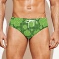 Green Shamrock Plaid Pattern Print Men's Swim Briefs