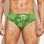 Green Shamrock Plaid Pattern Print Men's Swim Briefs