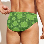 Green Shamrock Plaid Pattern Print Men's Swim Briefs