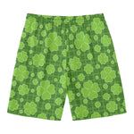 Green Shamrock Plaid Pattern Print Men's Swim Trunks