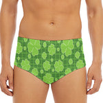Green Shamrock Plaid Pattern Print Men's Triangle Swim Briefs