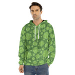 Green Shamrock Plaid Pattern Print Men's Velvet Pullover Hoodie