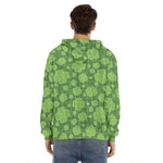 Green Shamrock Plaid Pattern Print Men's Velvet Pullover Hoodie