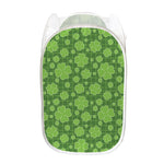 Green Shamrock Plaid Pattern Print Mesh Laundry Hamper
