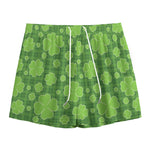 Green Shamrock Plaid Pattern Print Mesh Shorts