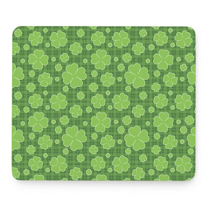 Green Shamrock Plaid Pattern Print Mouse Pad