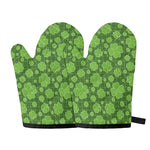 Green Shamrock Plaid Pattern Print Oven Mitts