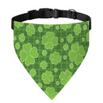 Green Shamrock Plaid Pattern Print Over The Collar Dog Bandana