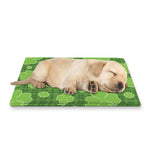 Green Shamrock Plaid Pattern Print Pet Cooling Mat Cover