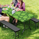 Green Shamrock Plaid Pattern Print Picnic Table Cover