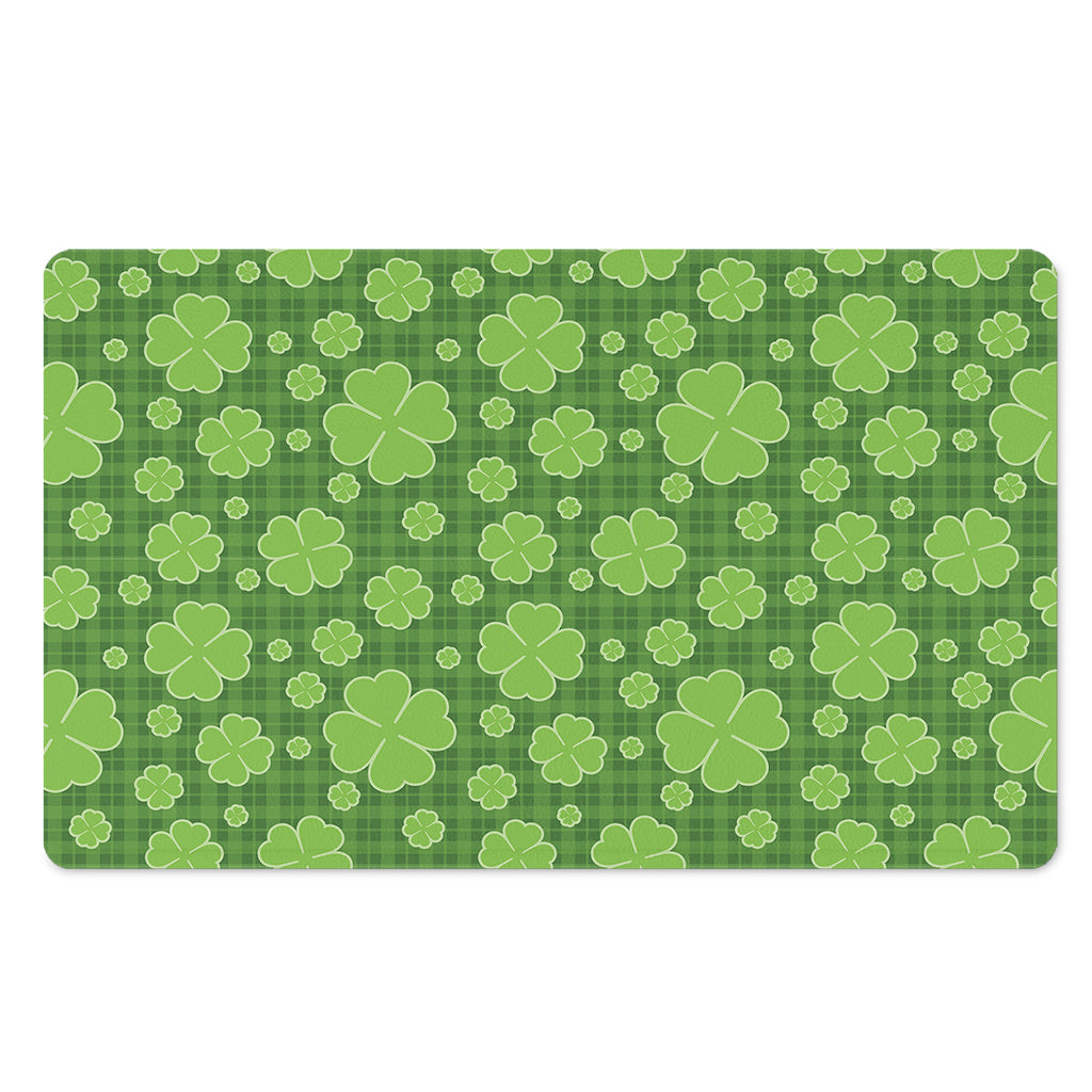 Green Shamrock Plaid Pattern Print Polyester Doormat