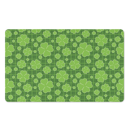 Green Shamrock Plaid Pattern Print Polyester Doormat