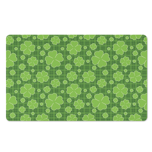Green Shamrock Plaid Pattern Print Polyester Doormat