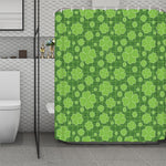 Green Shamrock Plaid Pattern Print Polyester Shower Curtain