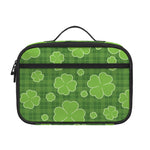 Green Shamrock Plaid Pattern Print Portable Lunch Bag