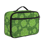 Green Shamrock Plaid Pattern Print Portable Lunch Bag