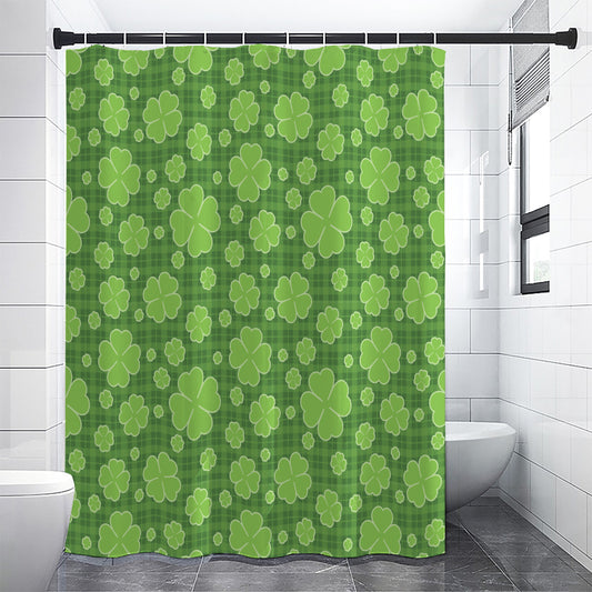 Green Shamrock Plaid Pattern Print Premium Shower Curtain