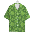 Green Shamrock Plaid Pattern Print Rayon Hawaiian Shirt
