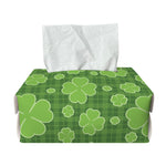 Green Shamrock Plaid Pattern Print Rectangle Tissue Box Cover