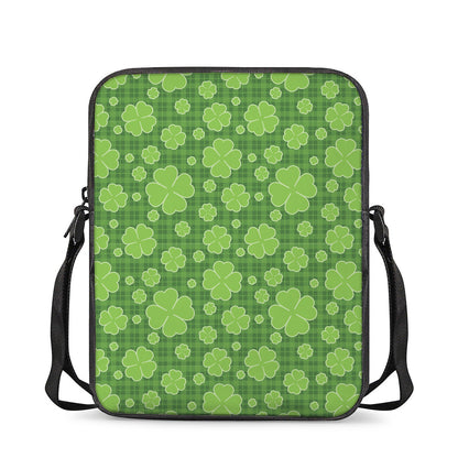 Green Shamrock Plaid Pattern Print Rectangular Crossbody Bag