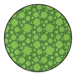 Green Shamrock Plaid Pattern Print Round Floor Mat