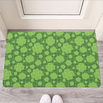 Green Shamrock Plaid Pattern Print Rubber Doormat