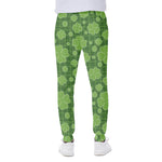 Green Shamrock Plaid Pattern Print Scuba Joggers