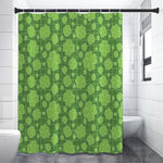 Green Shamrock Plaid Pattern Print Shower Curtain