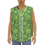 Green Shamrock Plaid Pattern Print Sleeveless Baseball Jersey