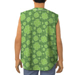 Green Shamrock Plaid Pattern Print Sleeveless Baseball Jersey