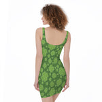 Green Shamrock Plaid Pattern Print Sleeveless Bodycon Dress