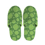 Green Shamrock Plaid Pattern Print Slippers