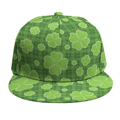 Green Shamrock Plaid Pattern Print Snapback Cap