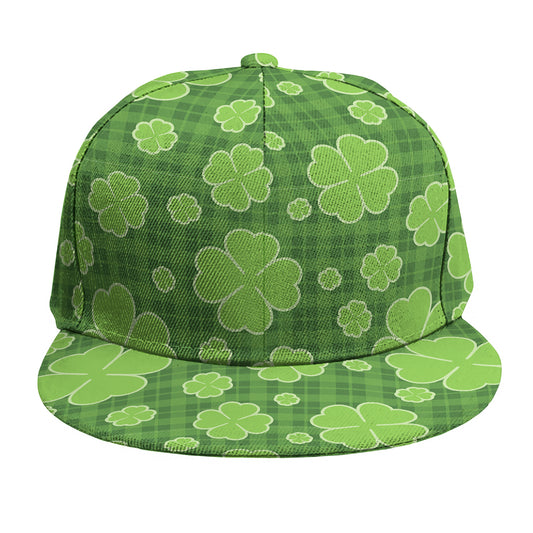 Green Shamrock Plaid Pattern Print Snapback Cap