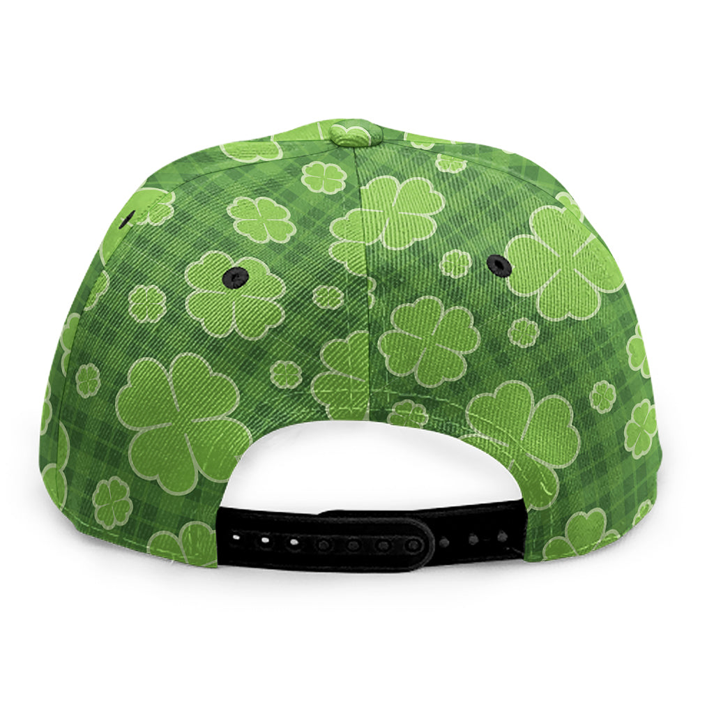 Green Shamrock Plaid Pattern Print Snapback Cap