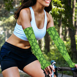 Green Shamrock Plaid Pattern Print Sun Protection Arm Sleeves