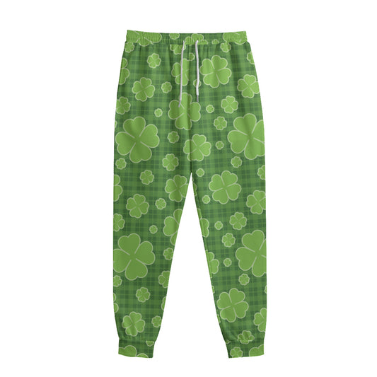 Green Shamrock Plaid Pattern Print Sweatpants