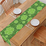 Green Shamrock Plaid Pattern Print Table Runner